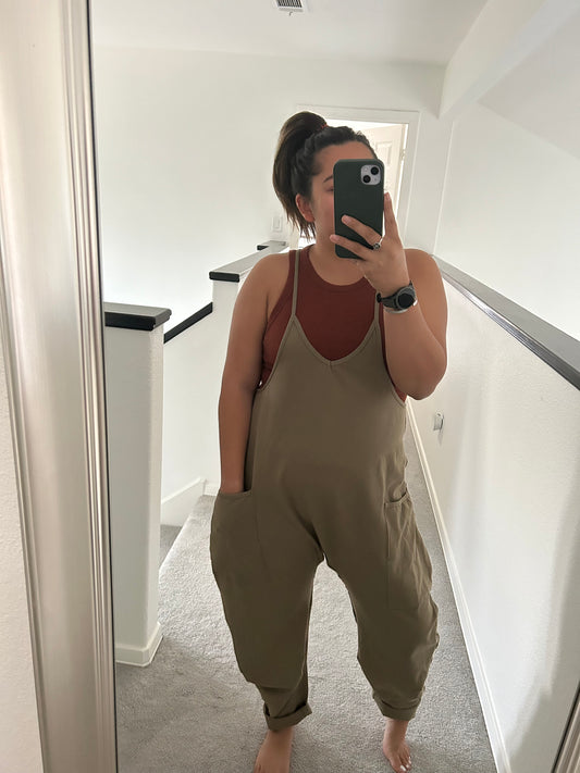 soft & comfy jumpsuit - olive color